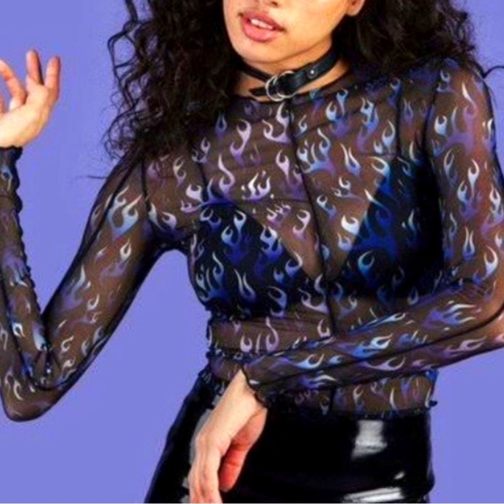 UNIF Desire sheer longsleeve top Medium